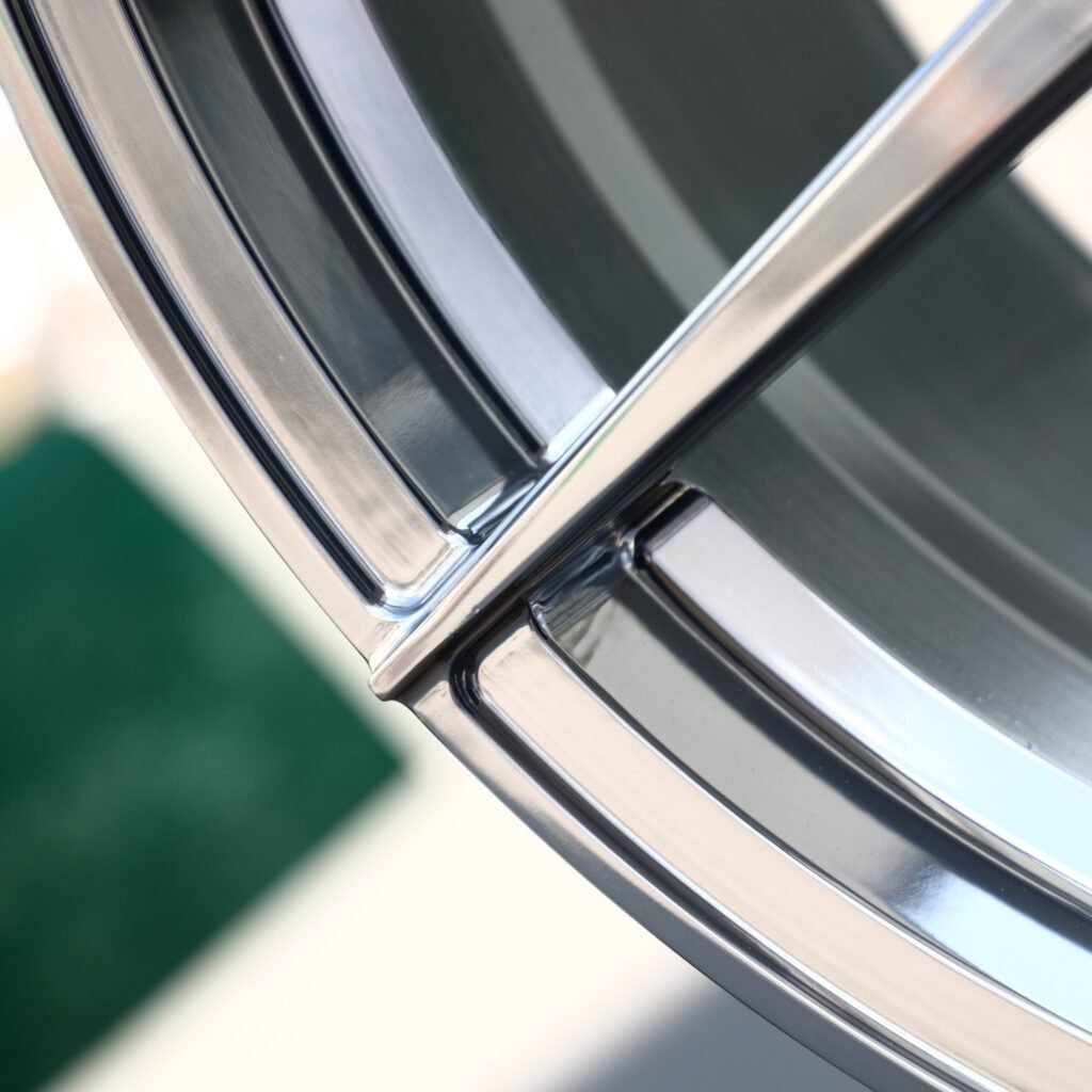 Tesla Model 3 wheels – Transparent Gray Brushed 10-Spoke, lip and barrel detail
