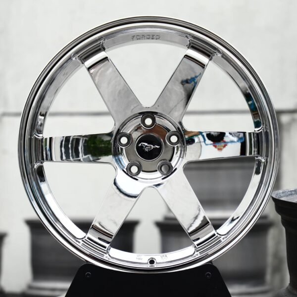Ford Mustang wheels – Chrome 6-Spoke (Ford Mustang OEM-Style), front view