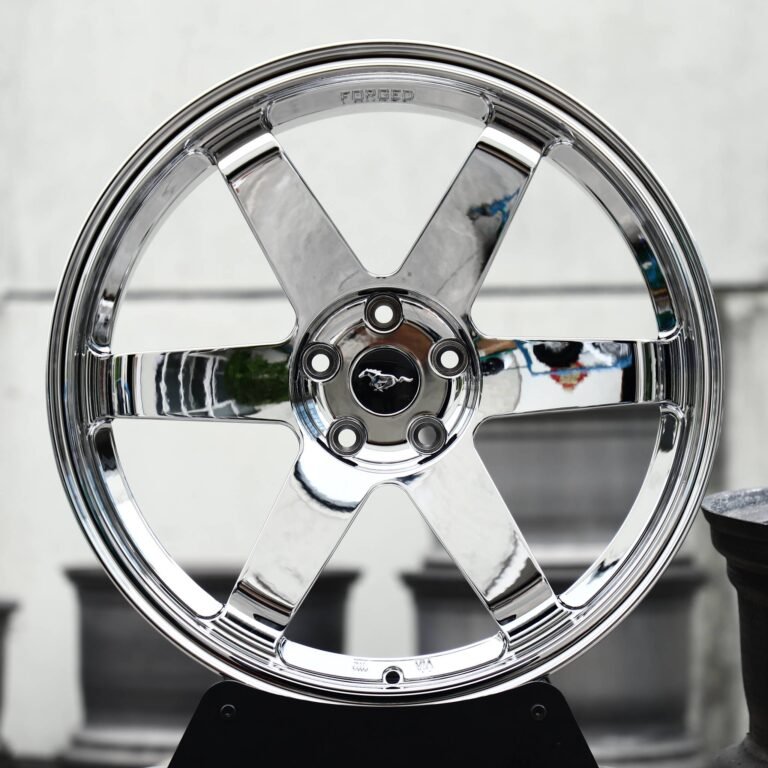 Ford Mustang wheels – Chrome 6-Spoke (Ford Mustang OEM-Style), front view