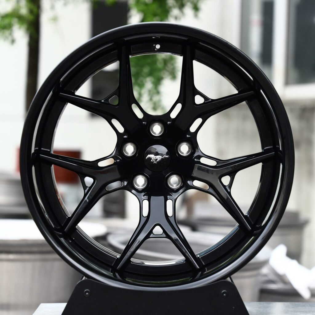Ford Mustang wheels – Gloss Black 5 Y-Spoke 2-Piece (Ford Mustang OEM-Style), front view