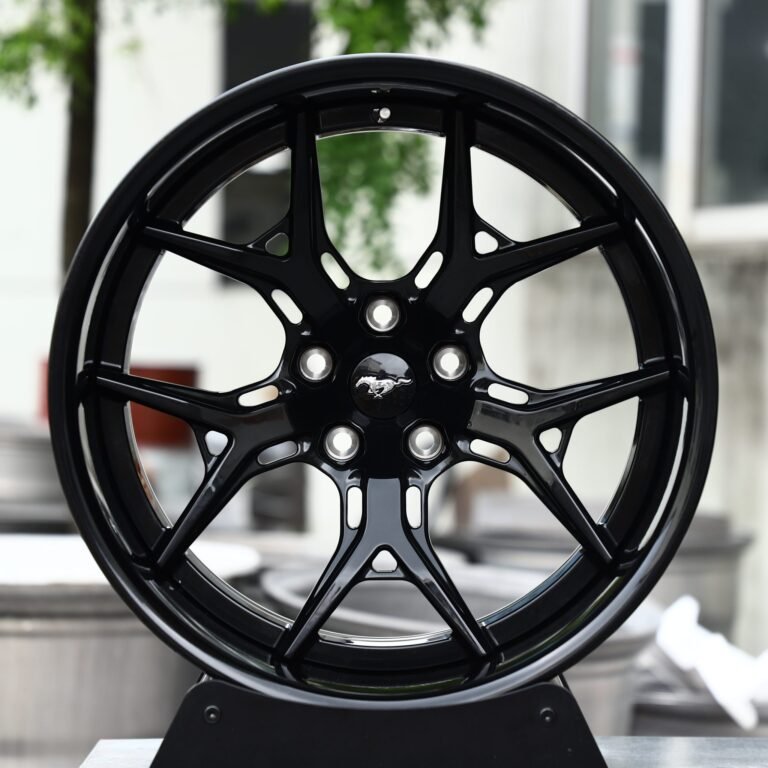 Ford Mustang wheels – Gloss Black 5 Y-Spoke 2-Piece (Ford Mustang OEM-Style), front view