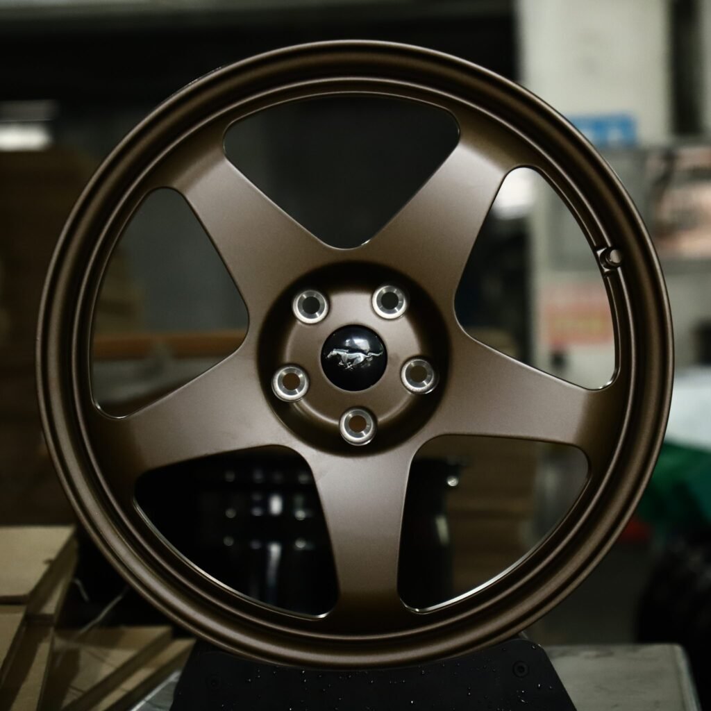 5x114.3 wheels – Matte Bronze 5-Spoke Dish (Ford Mustang OEM-Style), side view