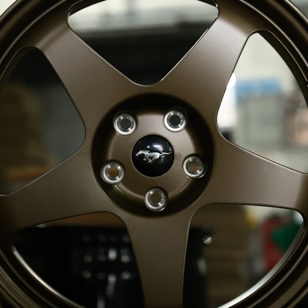 Ford Mustang wheels – Matte Bronze 5-Spoke Dish (Ford Mustang OEM-Style), lip and barrel detail