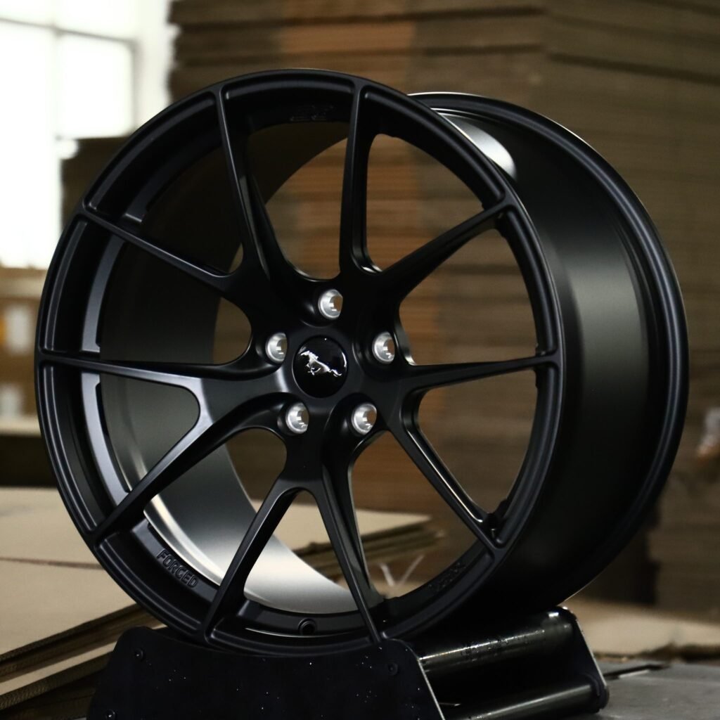 Ford Mustang GT wheels – Satin Black 10-Spoke (Ford Mustang OEM-Style), angled view