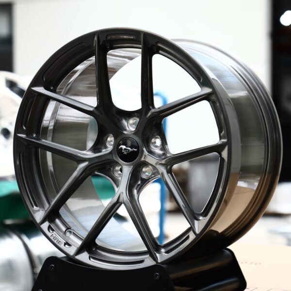 Ford Mustang wheels – Transparent Black Brushed 5 Y-Spoke Concave (Ford Mustang OEM-Style), front view