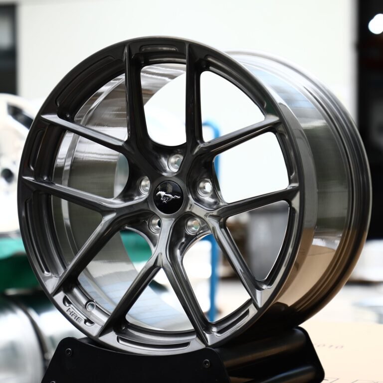 Ford Mustang wheels – Transparent Black Brushed 5 Y-Spoke Concave (Ford Mustang OEM-Style), front view
