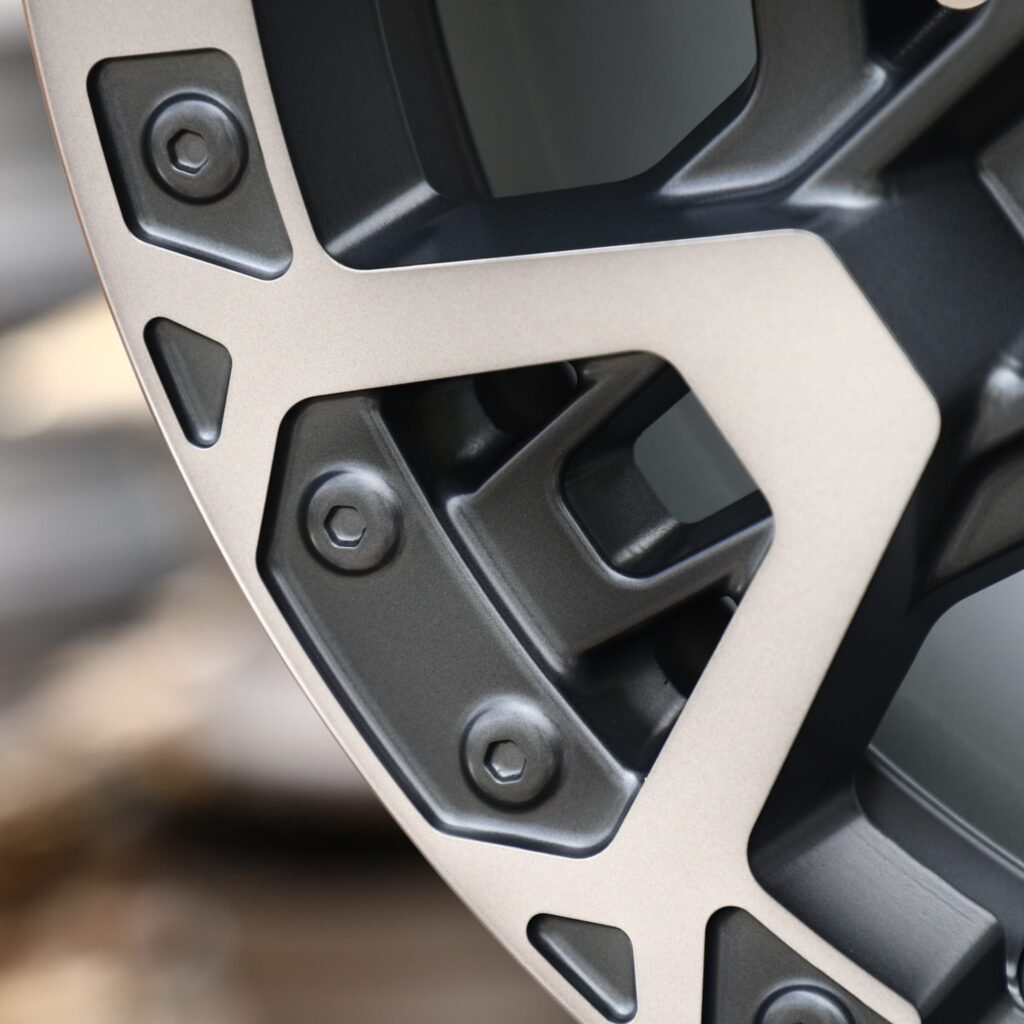 Ford Ranger wheels – Gunmetal Machined Hex-Block (Ford OEM-Style), lip and barrel detail