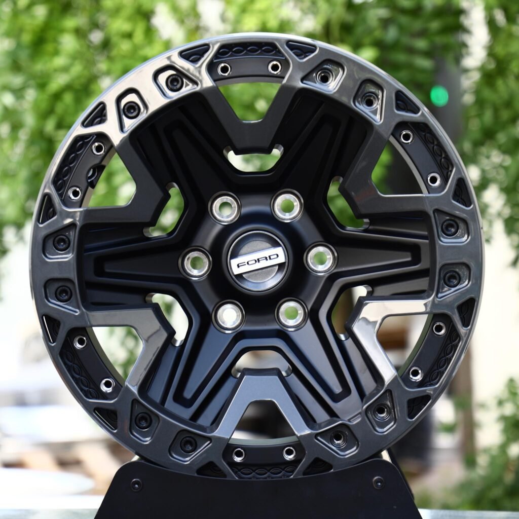 Ford F-150 wheels – Matte Black Star-Spoke Bolt Ring Beadlock (Ford OEM-Style), front view