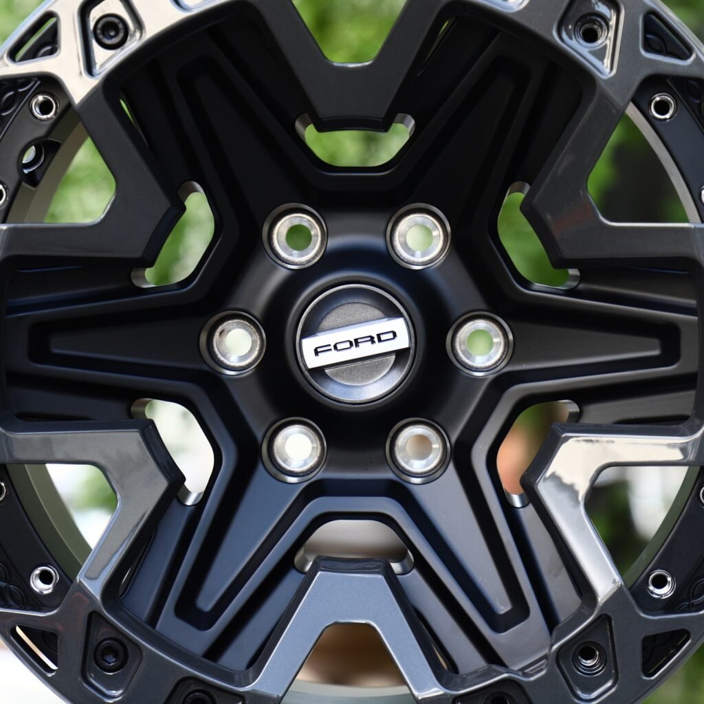 Ford Bronco wheels – Matte Black Star-Spoke Bolt Ring Beadlock (Ford OEM-Style), lip and barrel detail