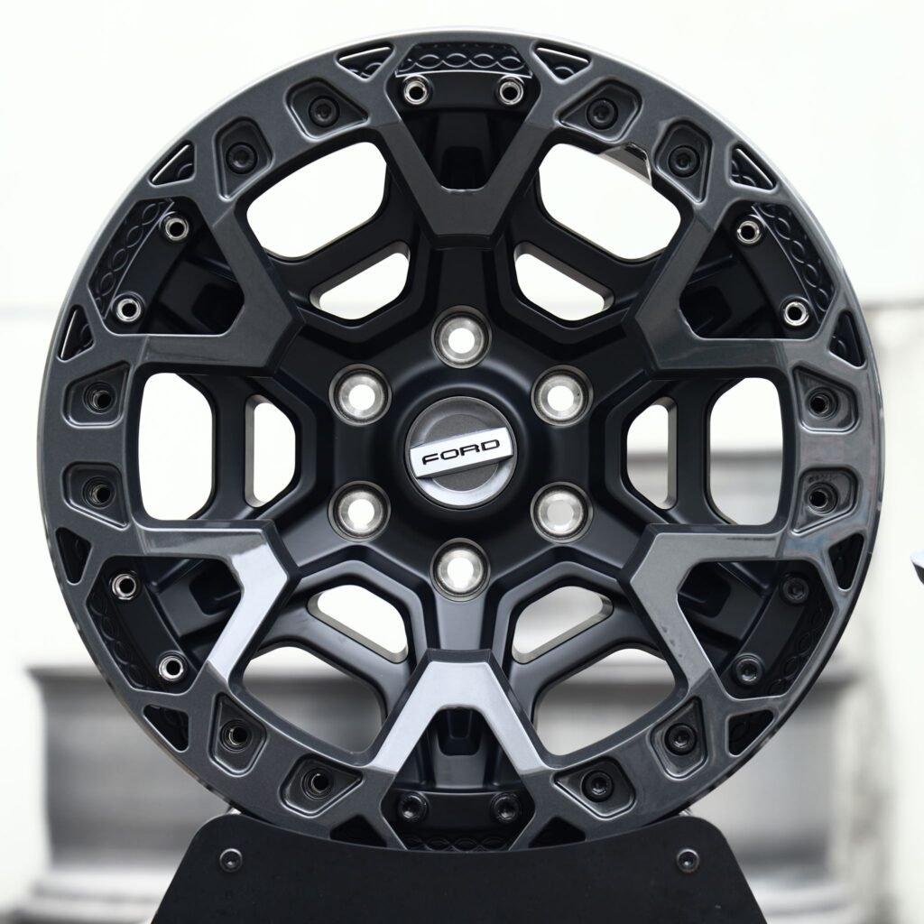 Ford Bronco wheels – Matte Black Web-Spoke Bolt Ring Beadlock (Ford OEM-Style), front view