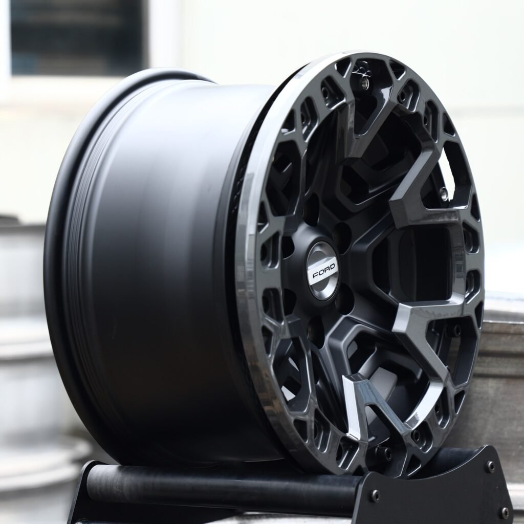 6x139.7 wheels – Matte Black Web-Spoke Bolt Ring Beadlock (Ford OEM-Style), side view