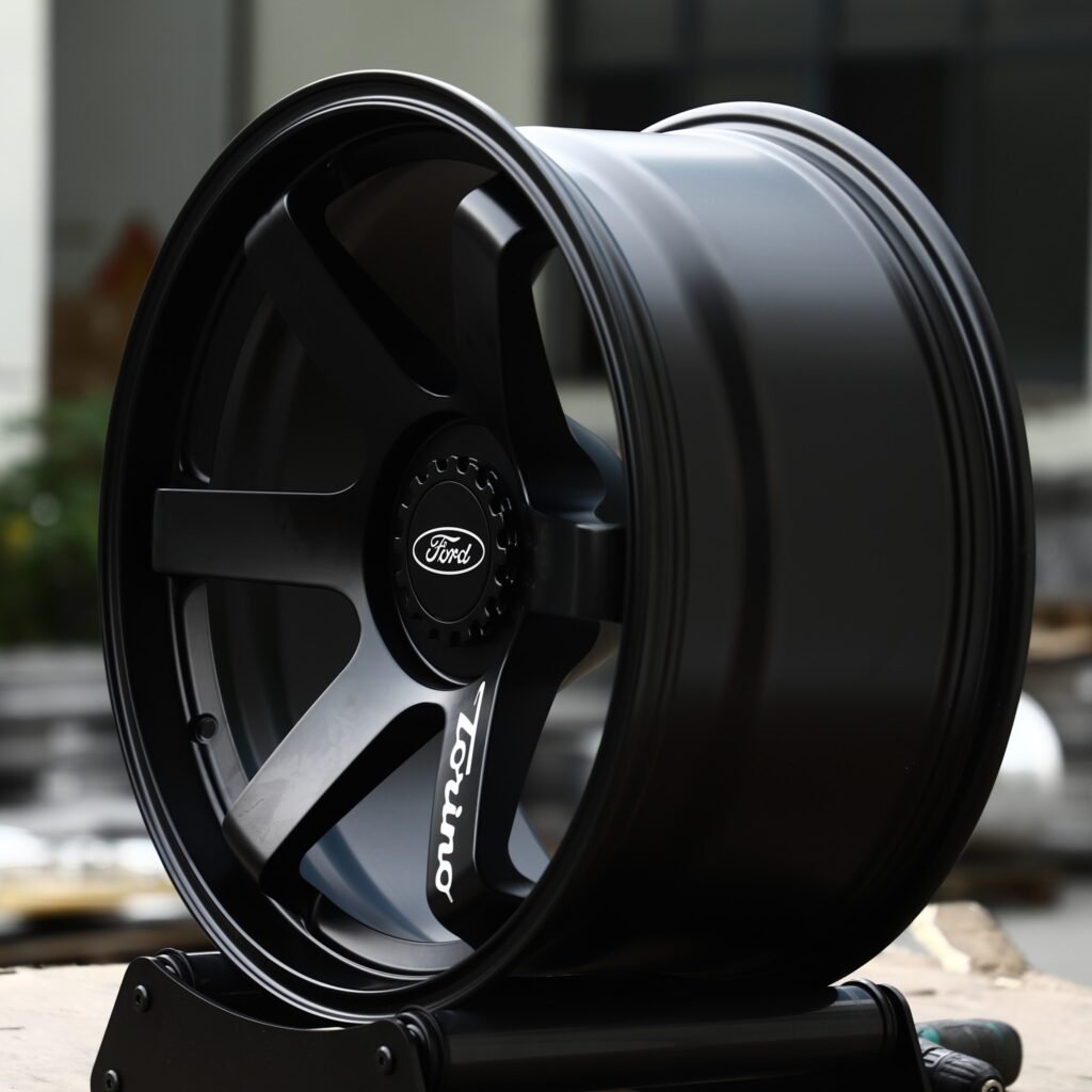 Ford Bronco wheels – Satin Black 6-Spoke (Ford OEM-Style), angled view