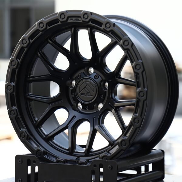 Jeep Wrangler wheels – Satin Black Y-Mesh (Fuel-Style), front view
