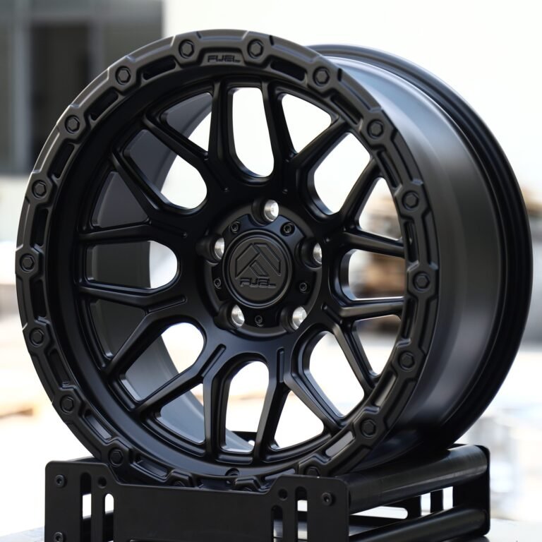 Jeep Wrangler wheels – Satin Black Y-Mesh (Fuel-Style), front view
