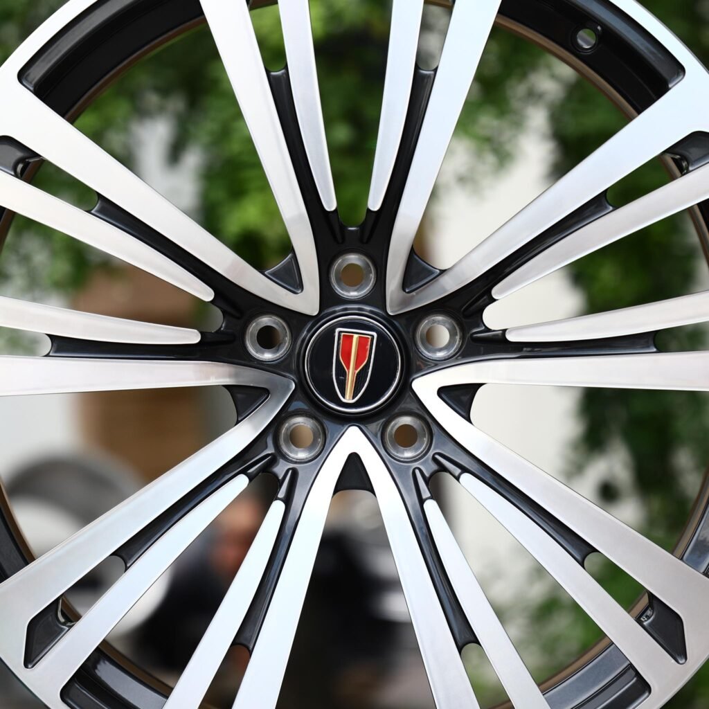 5x114.3 wheels – Gunmetal Machined Twin 10-Spoke (Hongqi OEM-Style), side view
