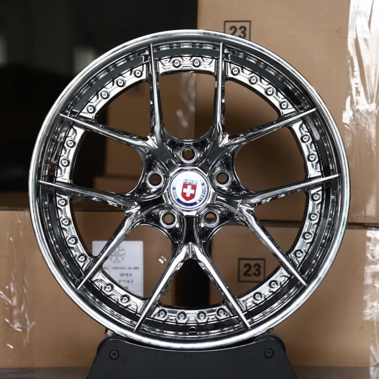 Audi A4 wheels – 2-Piece Chrome 5 Y-Spoke Riveted Lip (HRE-Style), front view