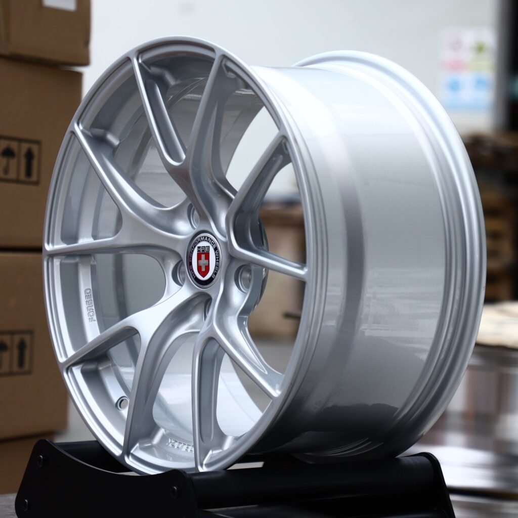 5x112 wheels – Bright Silver 5 Y-Spoke Concave (HRE-Style), side view
