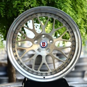 HRE-Style Brushed Champagne Mesh 2-Piece Riveted Deep Lip Forged Wheels – Porsche 911 / RS5 Fitment (5-Lug)