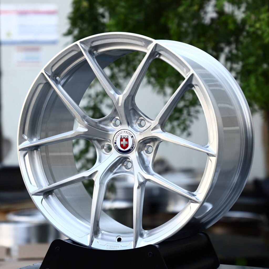 Honda Accord wheels – Brushed Silver 5 Y-Spoke (HRE-Style), angled view