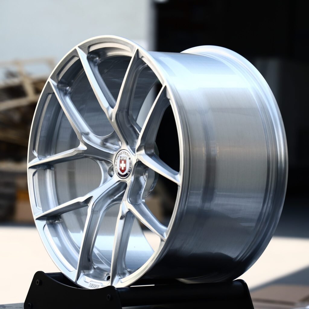 5x114.3 wheels – Brushed Silver 5 Y-Spoke (HRE-Style), side view