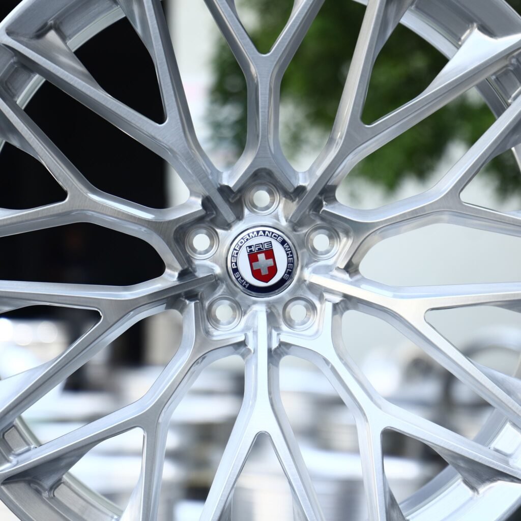 5x112 wheels – Brushed Silver Y-Spoke Mesh (HRE-Style), side view