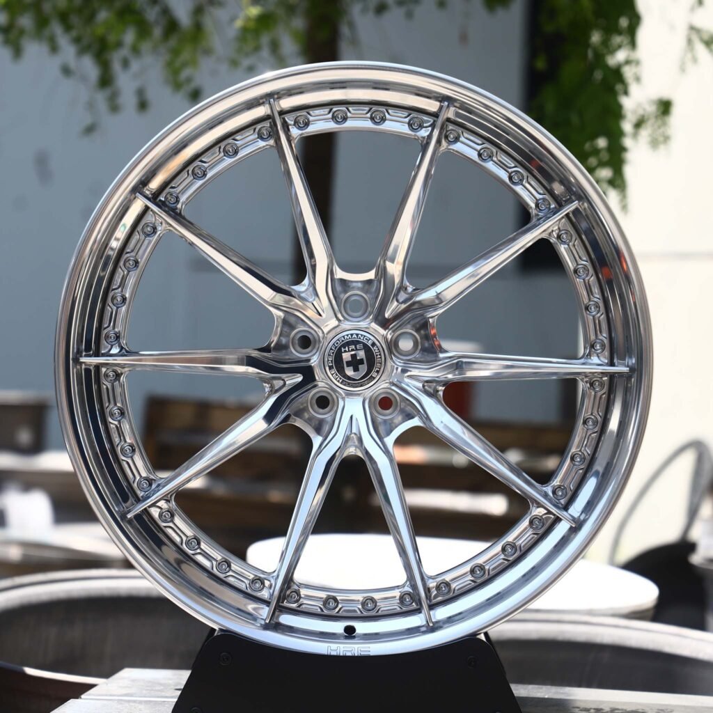 Audi RS5 wheels – Chrome 10-Spoke 2-Piece Riveted (HRE-Style), front view