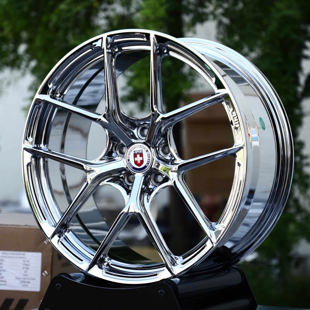 Toyota GR Supra wheels – Chrome 5 Y-Spoke Concave (HRE-Style), front view