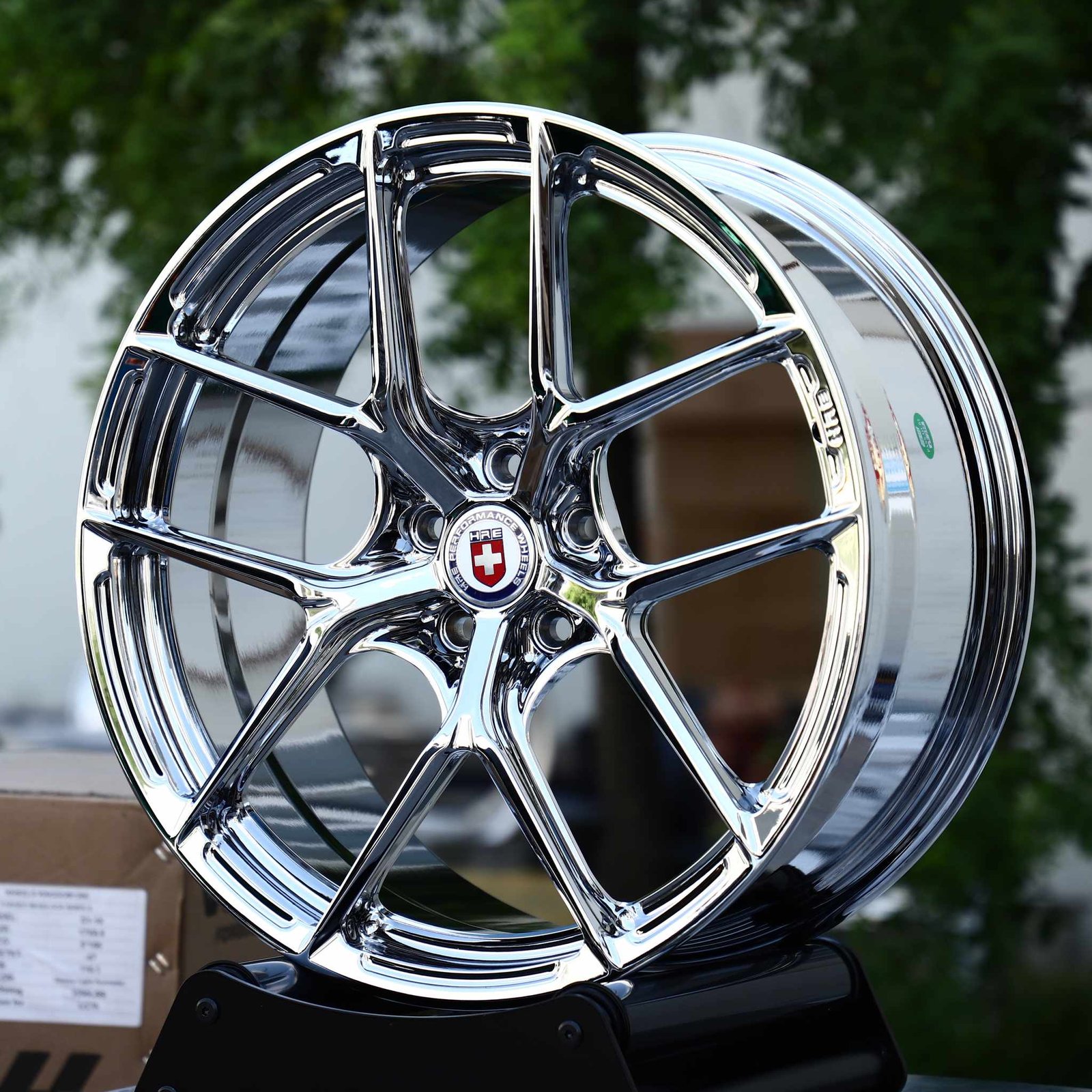 Toyota GR Supra wheels – Chrome 5 Y-Spoke Concave (HRE-Style), front view