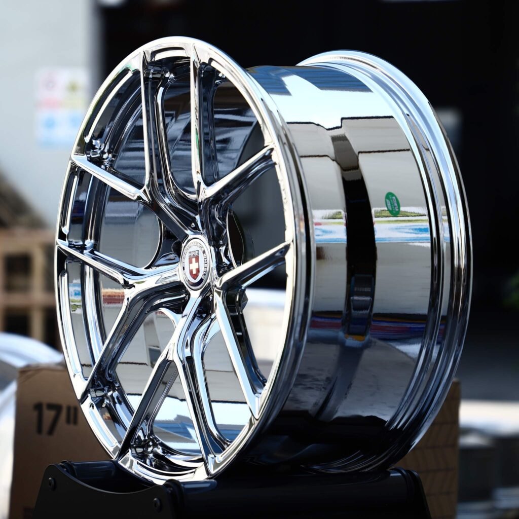 BMW M2 wheels – Chrome 5 Y-Spoke Concave (HRE-Style), angled view