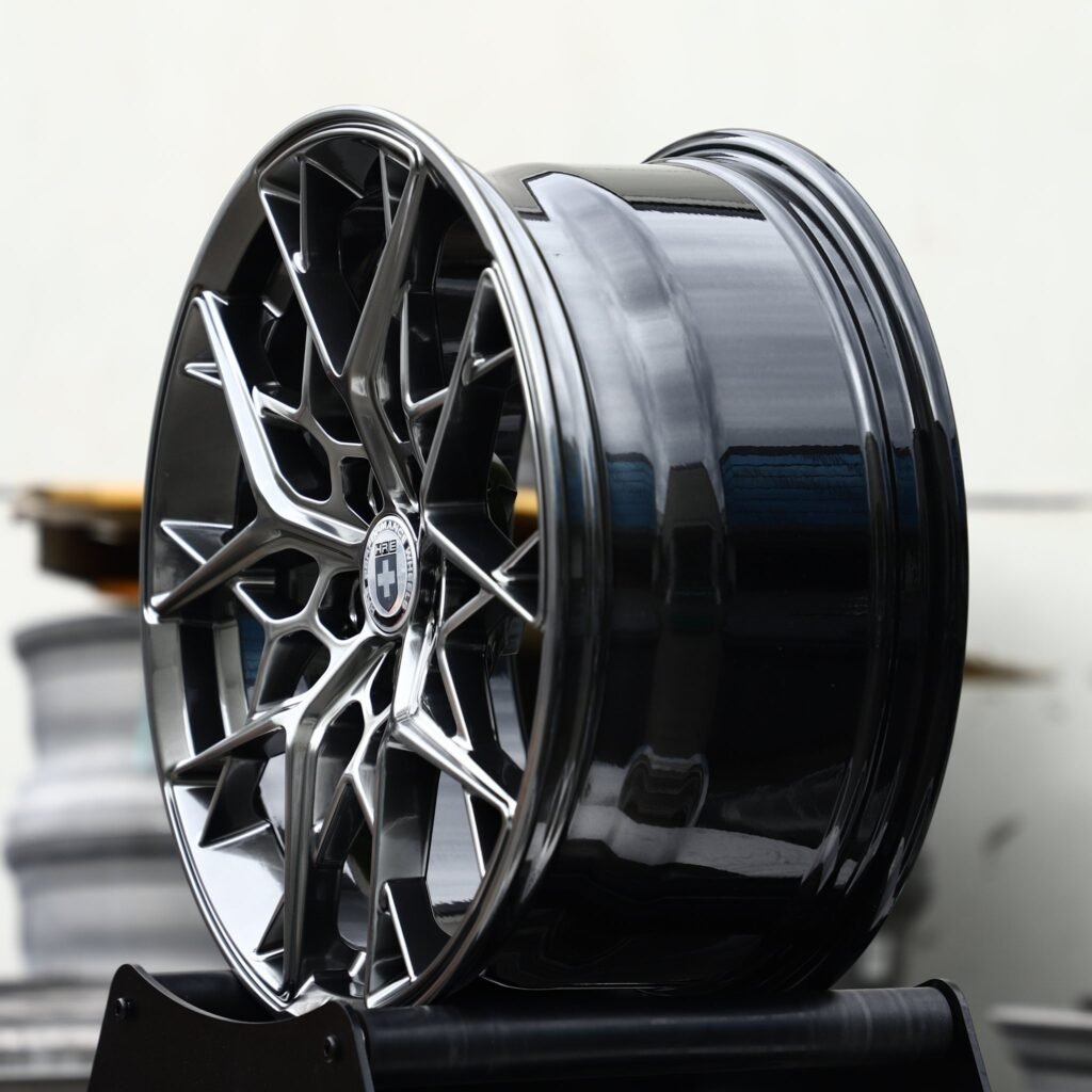 5x120 wheels – Metallic Gray Y-Spoke Mesh (HRE-Style), side view