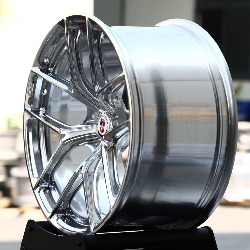 5x114.3 wheels – Polished 5 Split Y-Spoke (HRE-Style), side view