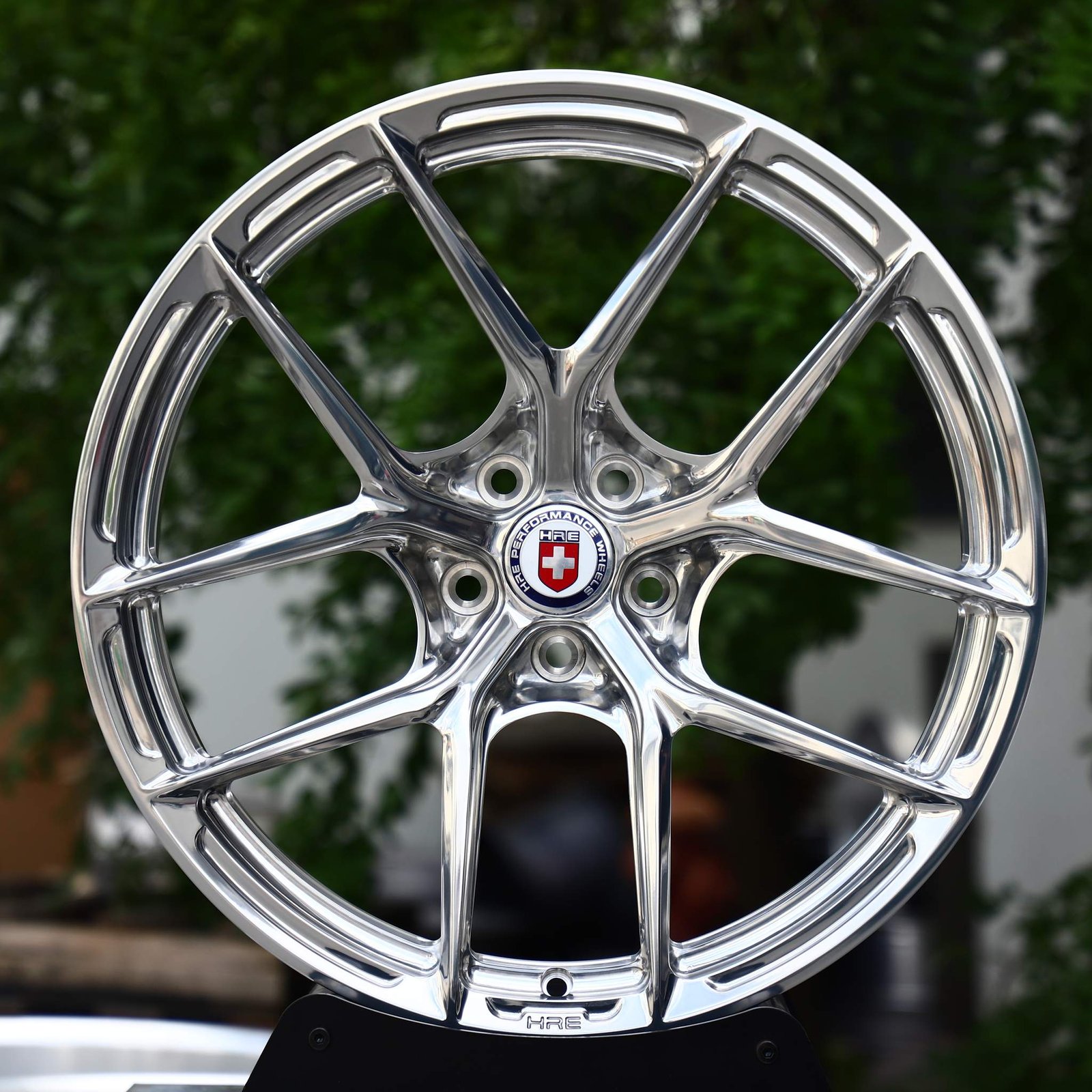 Audi S4 wheels – Polished 5 Y-Spoke (HRE-Style), front view