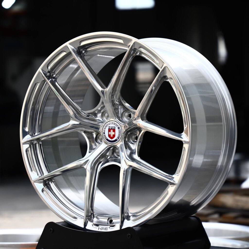 BMW M3 wheels – Polished 5 Y-Spoke (HRE-Style), angled view