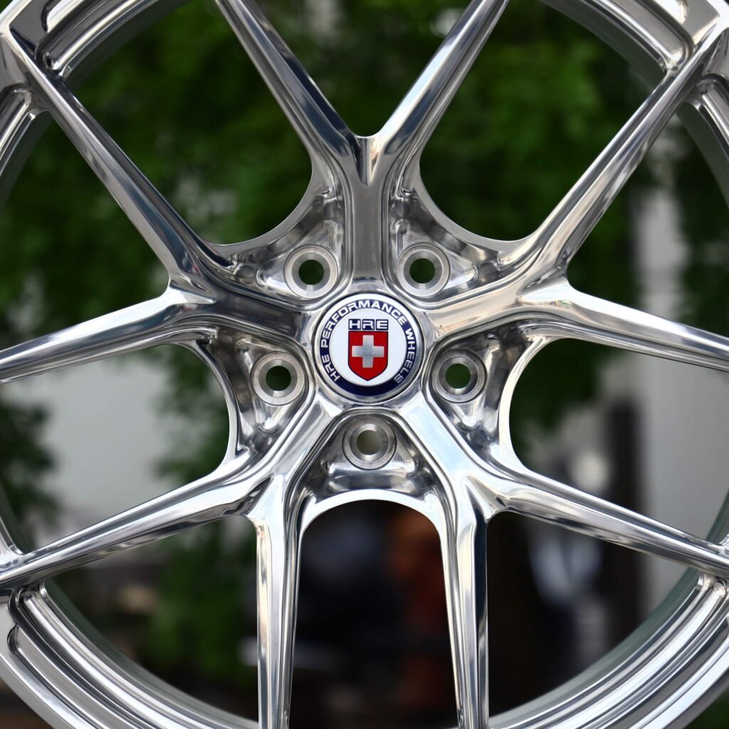 BMW M4 F82 wheels – Polished 5 Y-Spoke (HRE-Style), lip and barrel detail