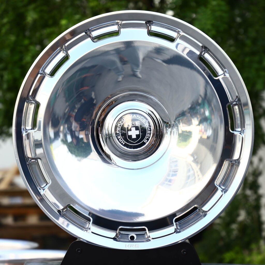 BMW X5 wheels – Polished Chrome Turbine Disc (HRE-Style), front view