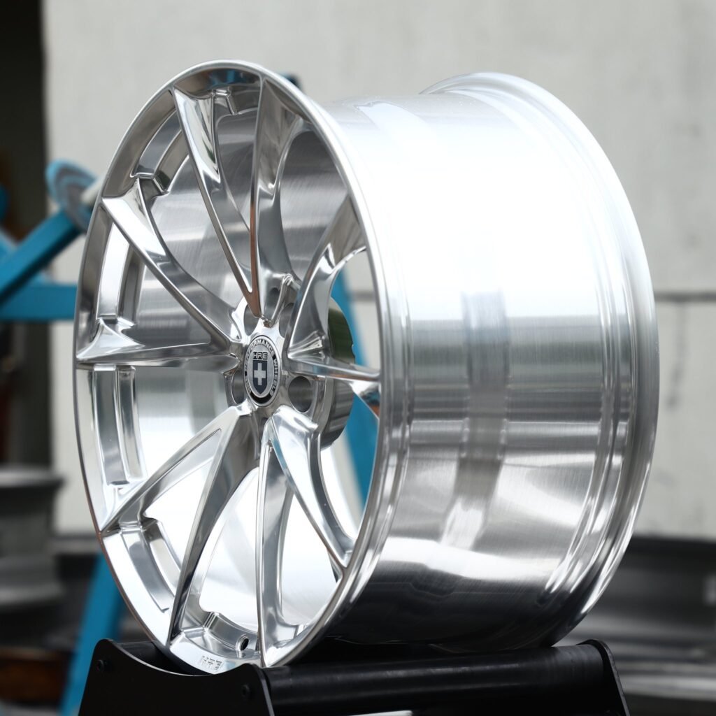 5x130 wheels – Polished Twin 5-Spoke Blade (HRE-Style), side view