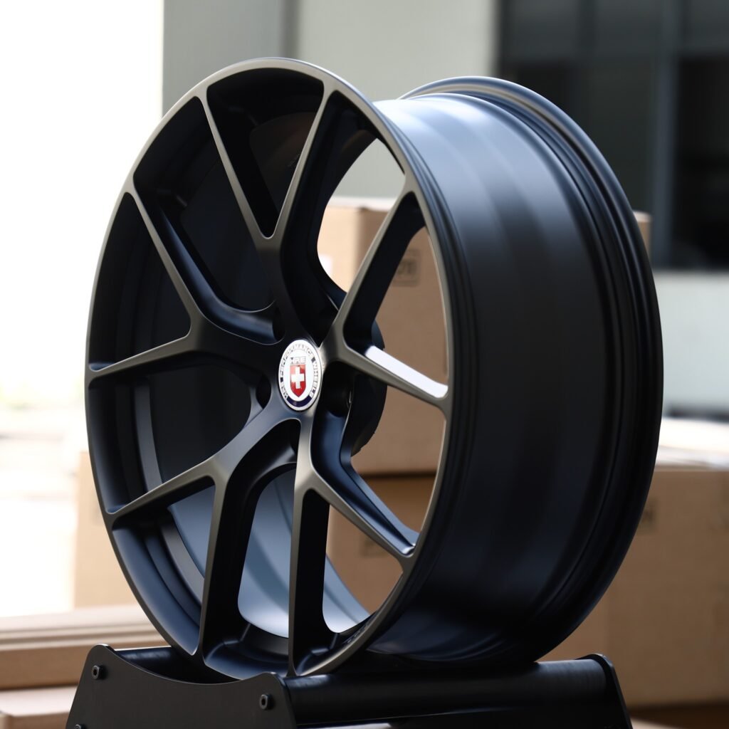 5x112 wheels – Satin Black 5 Y-Spoke (HRE-Style), side view
