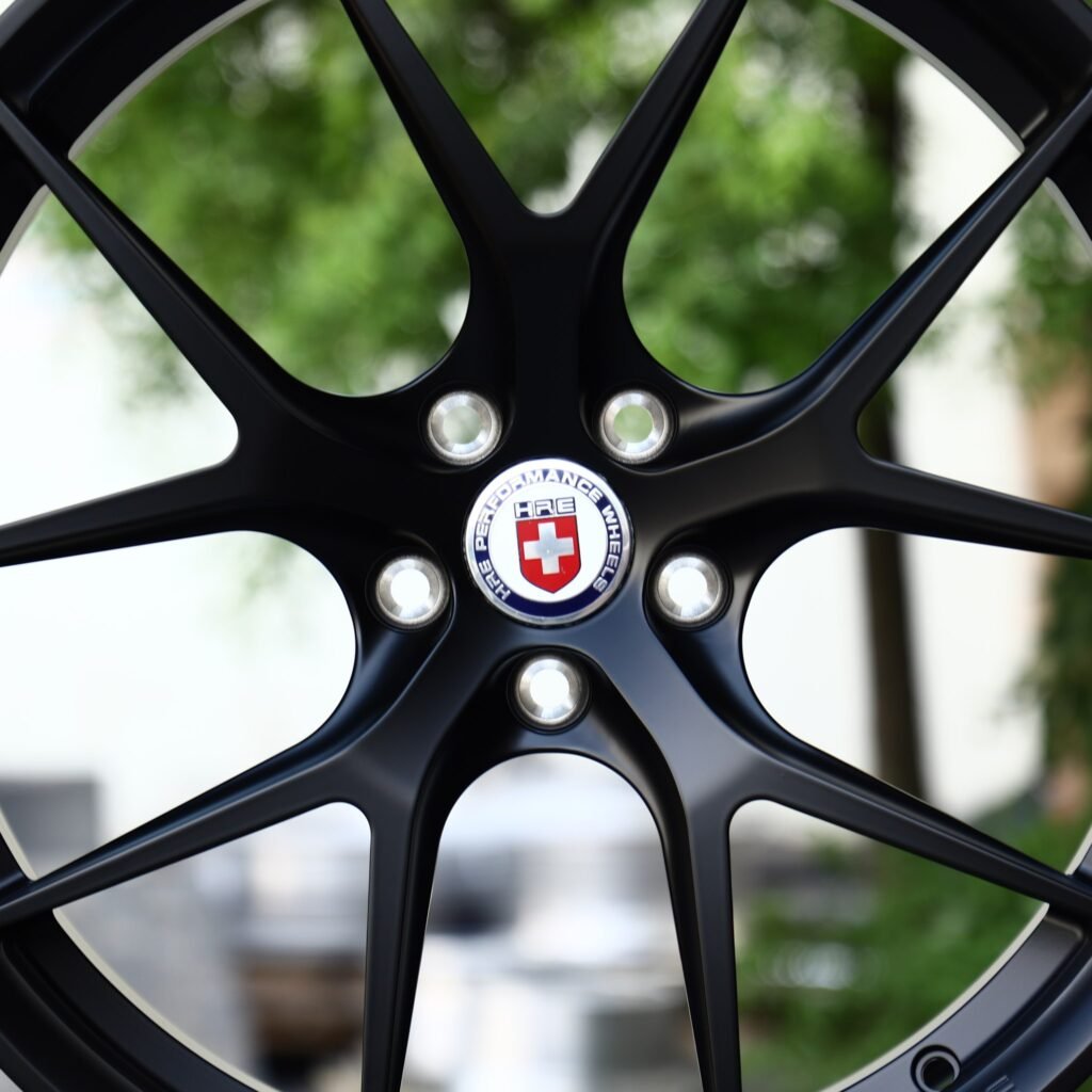 BMW M3 F80 wheels – Satin Black 5 Y-Spoke (HRE-Style), lip and barrel detail