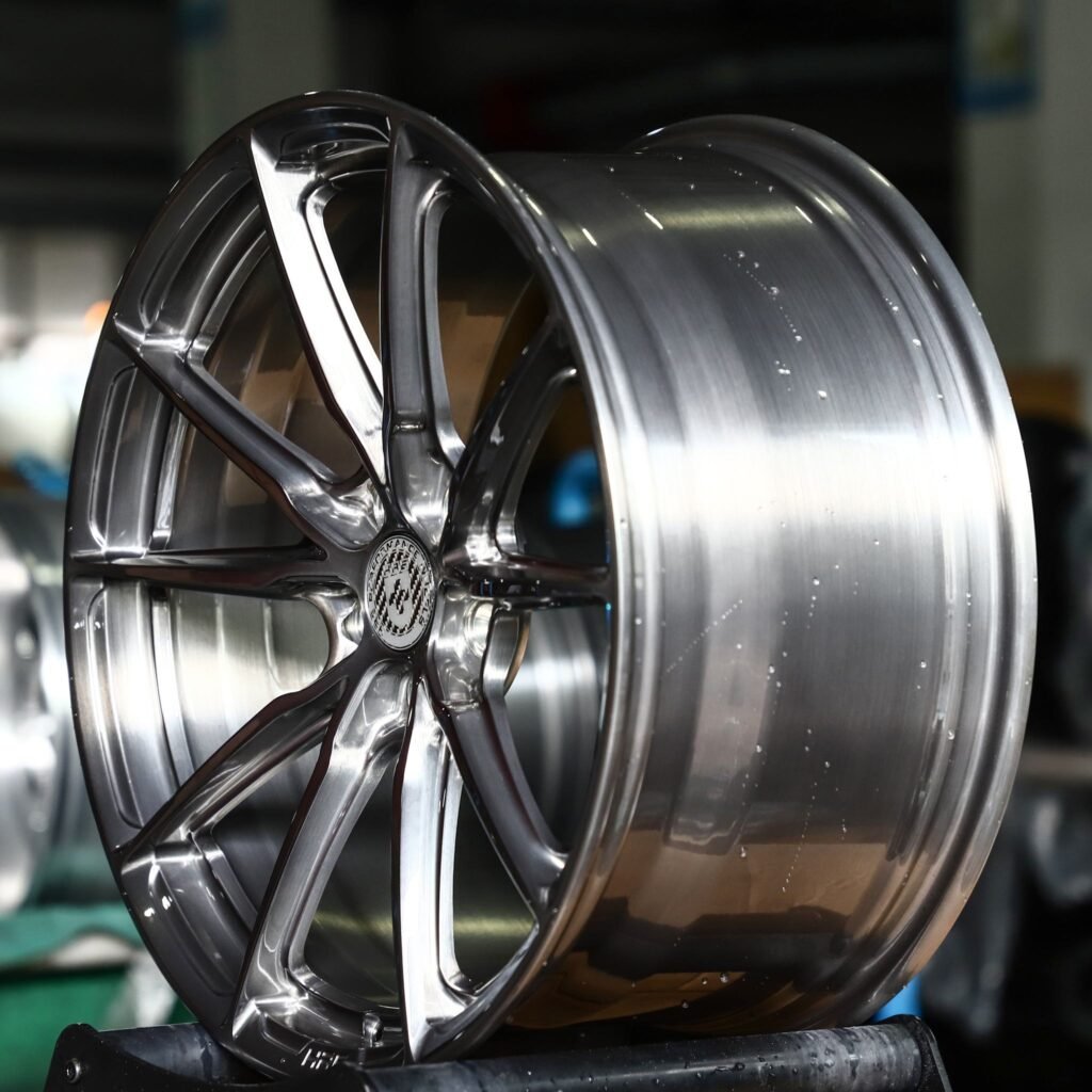 5x114.3 wheels – Transparent Black Brushed 10-Spoke (HRE-Style), side view