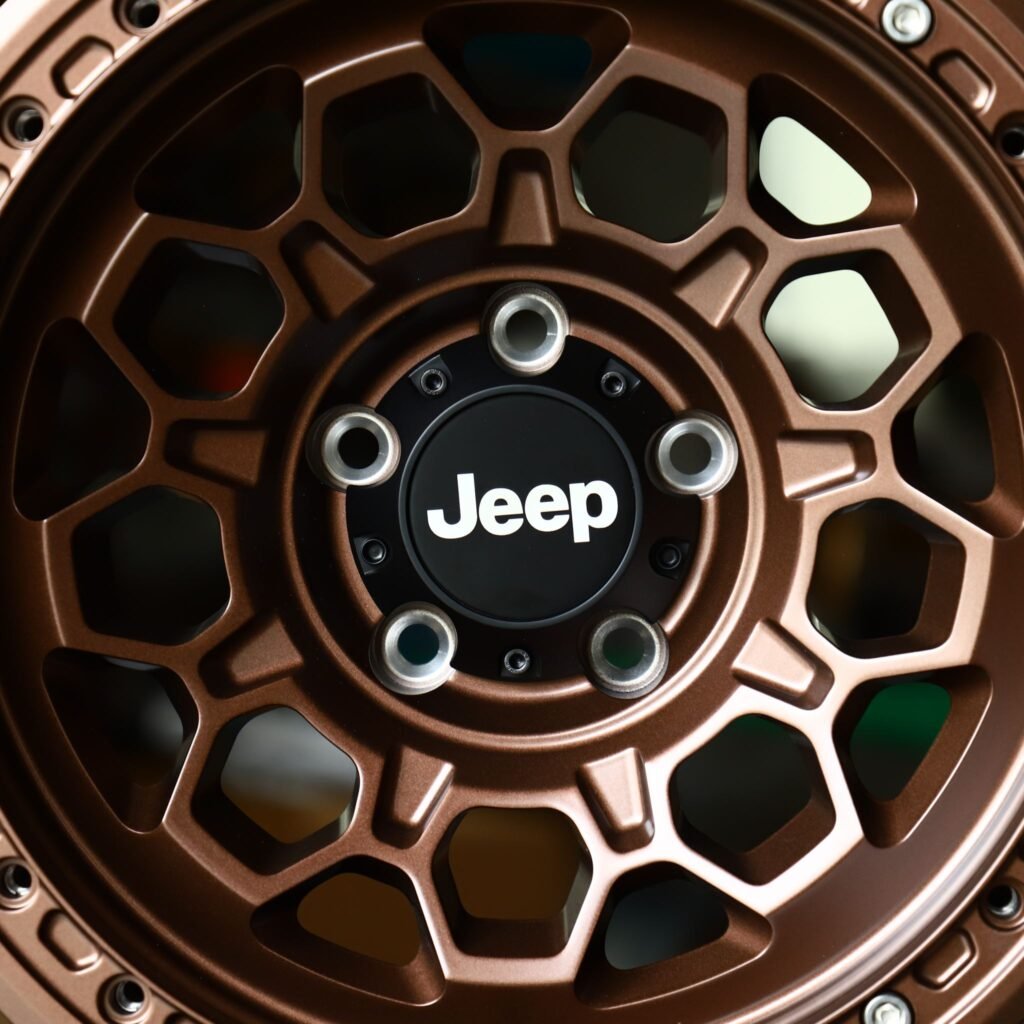 Jeep Gladiator wheels – Bronze Hex-Window Bolt Ring Beadlock (Jeep OEM-Style), lip and barrel detail