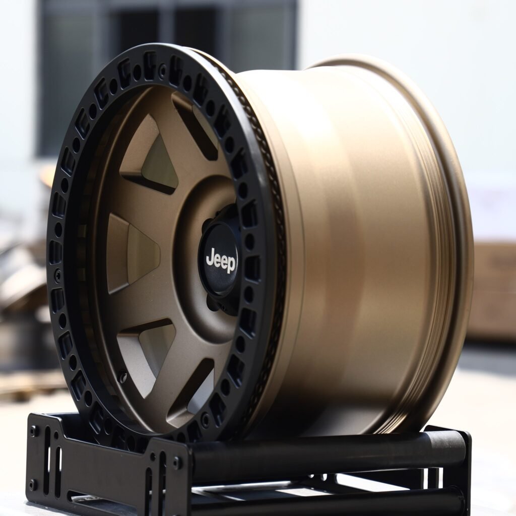 5x127 wheels – Matte Bronze 7-Spoke Beadlock (Jeep OEM-Style), side view