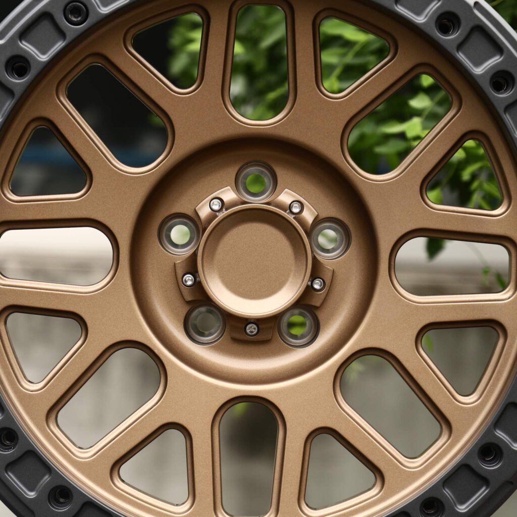 Jeep Gladiator wheels – Matte Bronze 10-Spoke Gunmetal-Ring Beadlock, lip and barrel detail