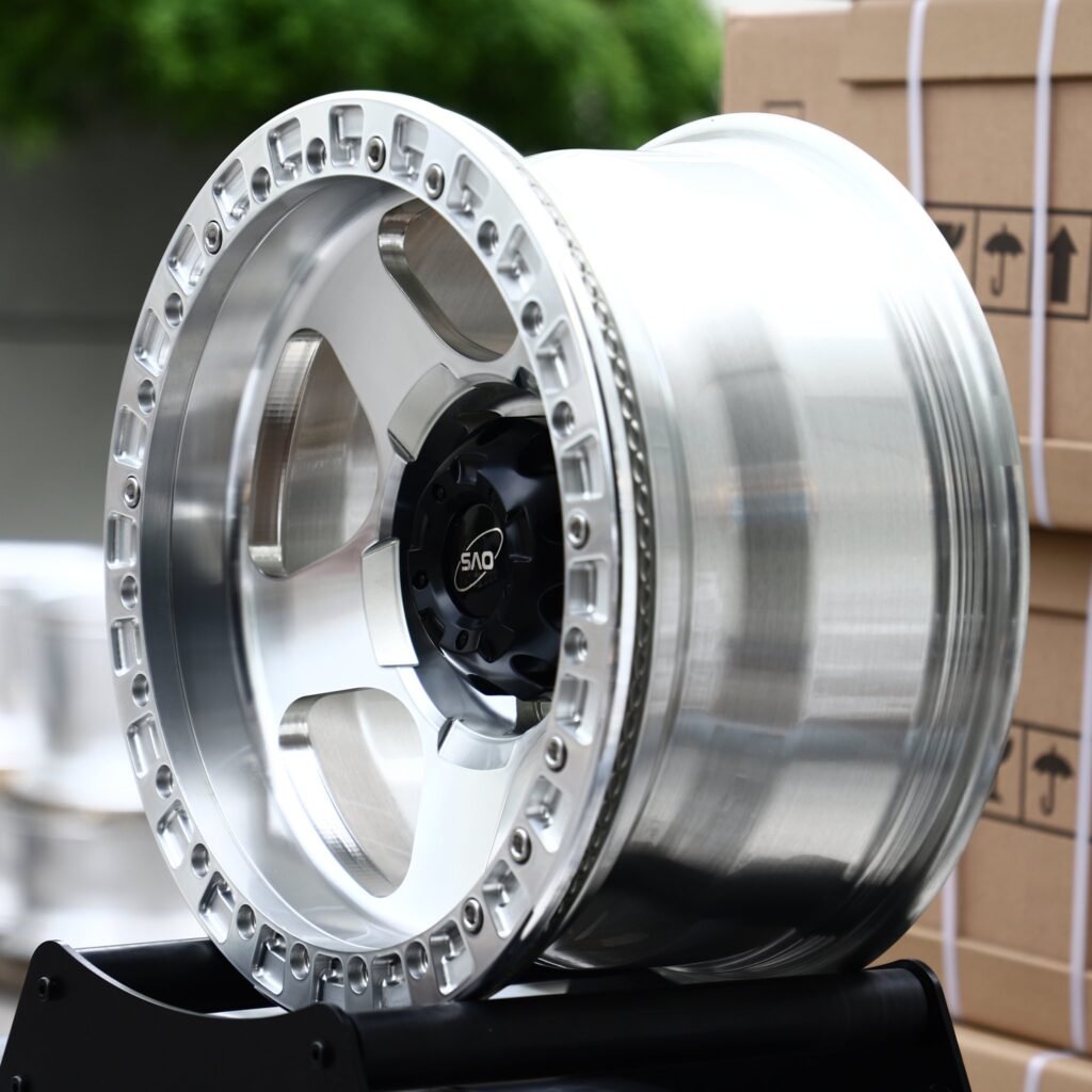 5x127 wheels – Machined Silver 5-Spoke Black Centre, side view
