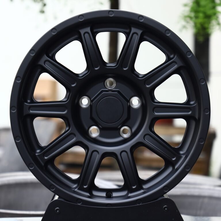 Jeep Wrangler wheels – Matte Black 10-Spoke, front view