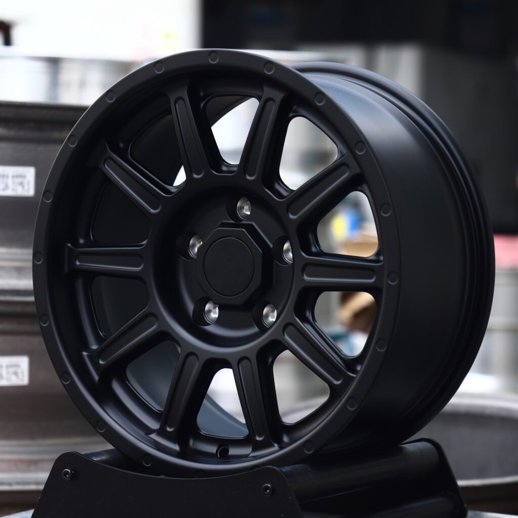 Jeep Gladiator wheels – Matte Black 10-Spoke, angled view