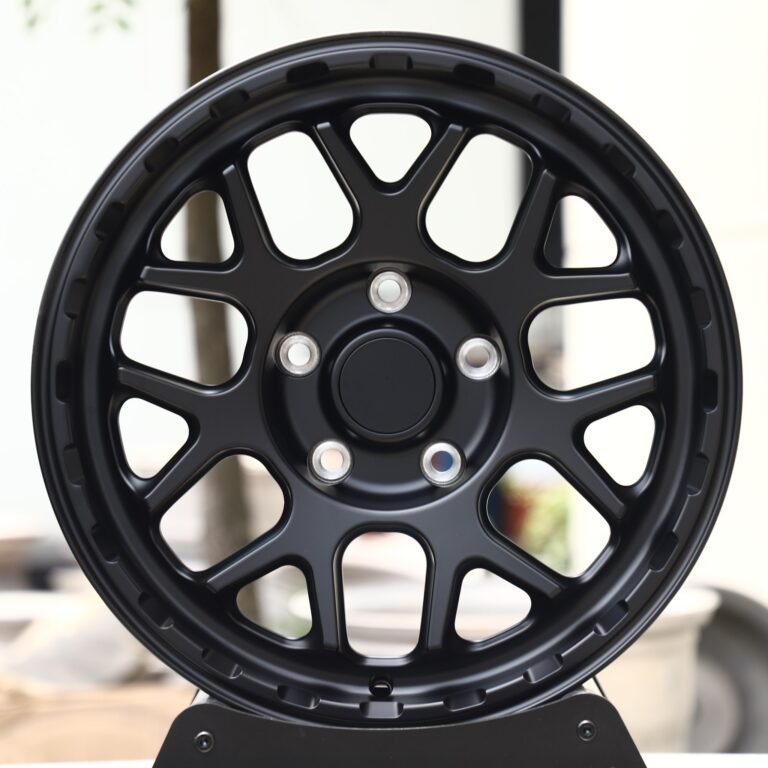 Jeep Wrangler wheels – Matte Black 7 Y-Spoke Deep Lip, front view