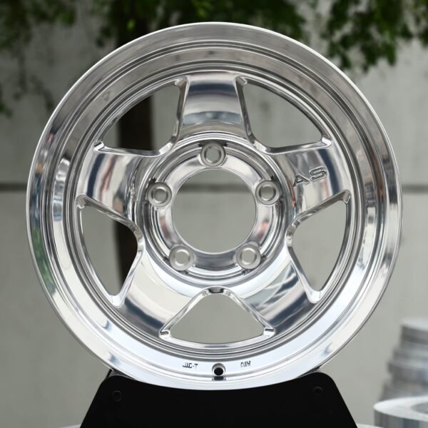 Jeep Wrangler wheels – Polished 5-Spoke Deep Dish, front view