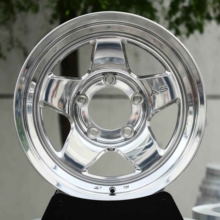 Jeep Wrangler wheels – Polished 5-Spoke Deep Dish, front view