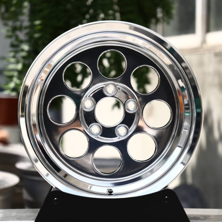 Jeep Wrangler JL wheels – Polished Round-Hole Deep Dish, front view