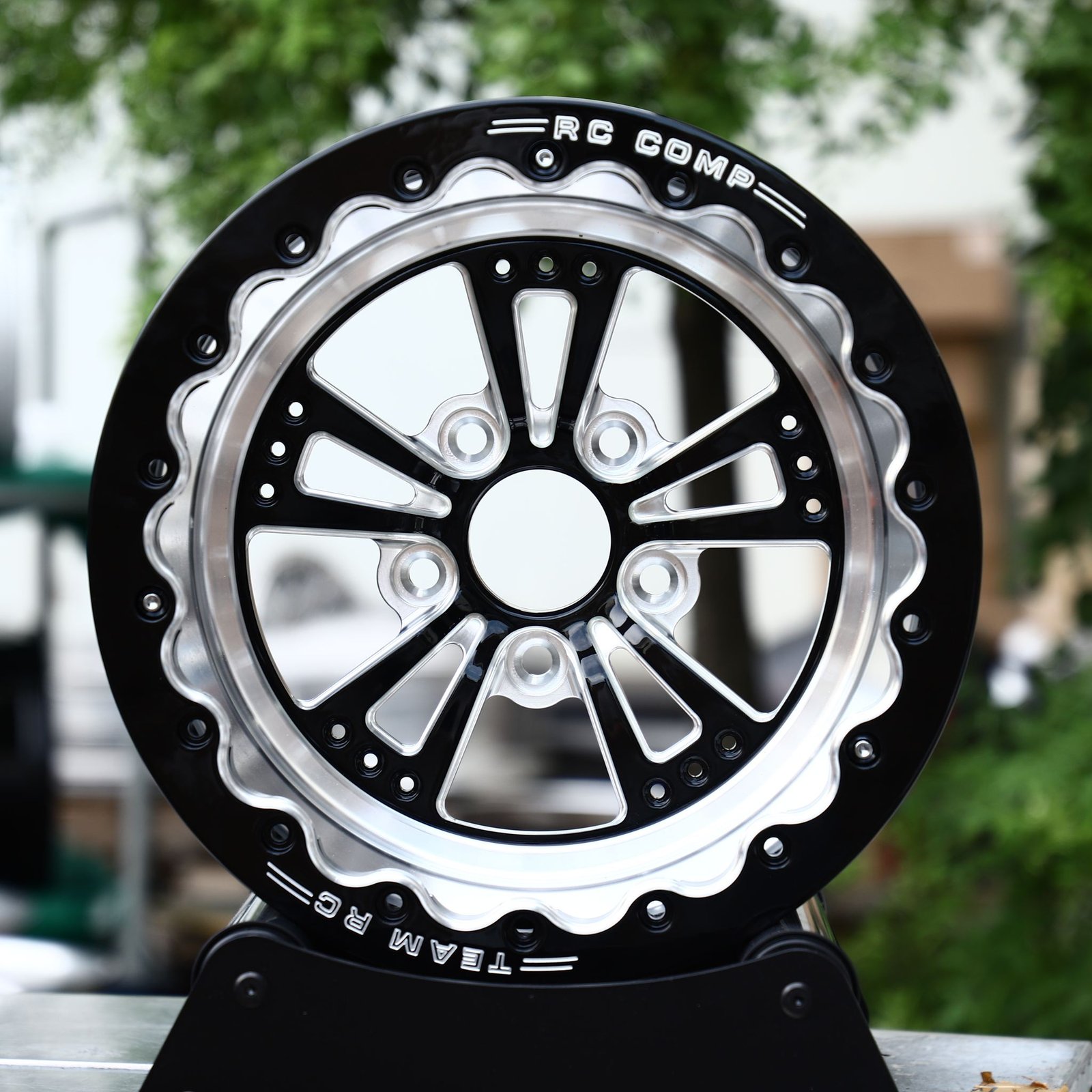 Jeep Wrangler wheels – Black Machined 5-Spoke, front view